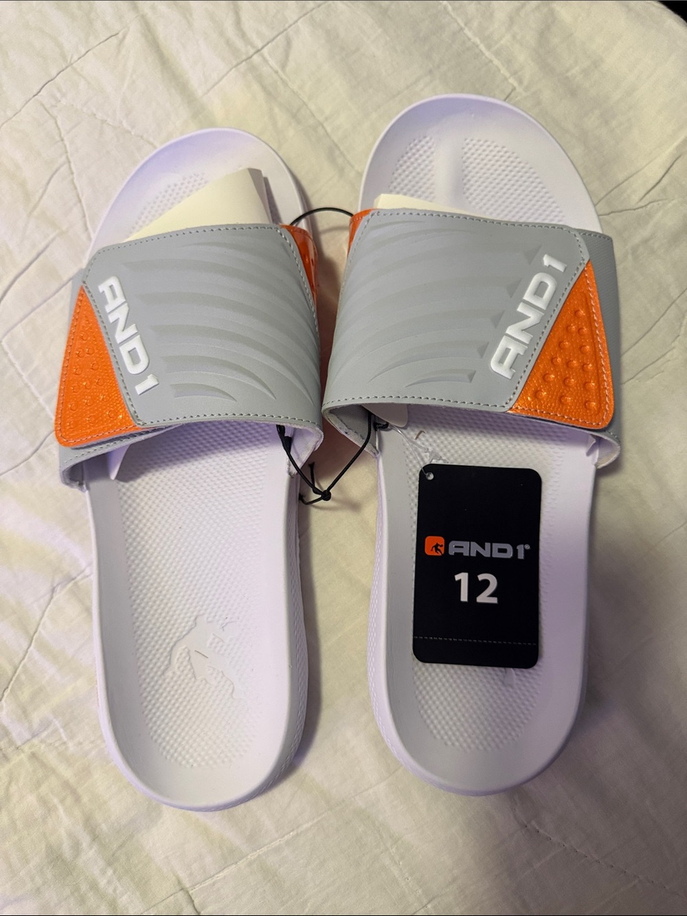 And1 White and Orange Slide Sandals